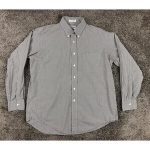 Huntington Mens Dress Shirt 100% Egyptian Cotton Black White Gingham Sz  17 34